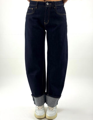 Jeans a balloon con risvolto - 1737