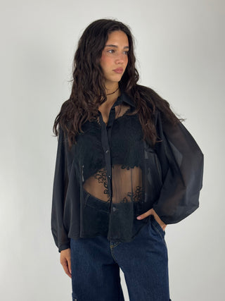 Camicia nera in organza - TAC0681