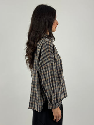 Camicia oversize a quadri - CNO-R060