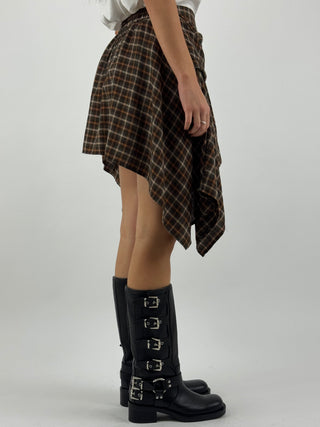 Minigonna check effetto camicia annodata - TAC1580
