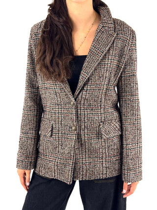 Blazer a quadri con ricamo - 40203G