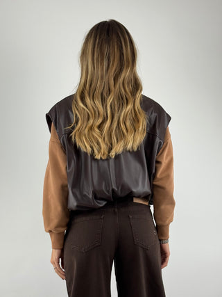 Gilet in pelle con cerniera - L840Y019