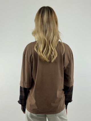 T-shirt over doppia manica in check - I266177