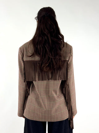 Blazer sartoriale pied-de-poule con frange
- TAC1316