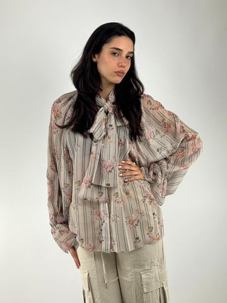Camicia fantasia con fiocco - CNO-Q116