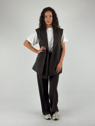 Pantalone gessato a gamba dritta - PN148513