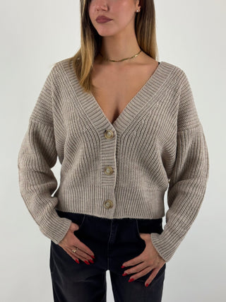Cardigan crop in maglia a coste - PA1876