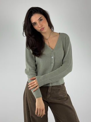 Cardigan a coste con bottoni - 16044