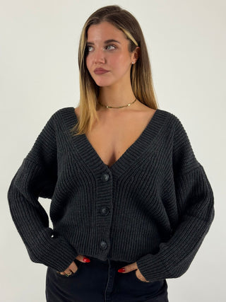 Cardigan crop in maglia a coste - PA1876