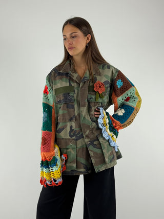 Giacca mimetica con maniche in maglia - S2523