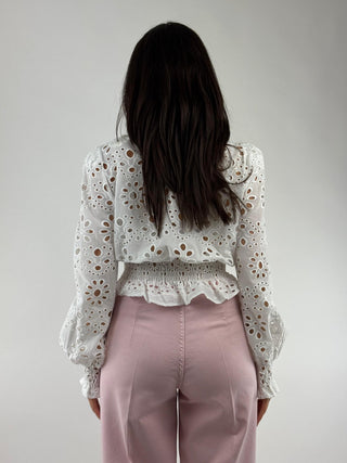 Camicia crop con ricami - S26C913