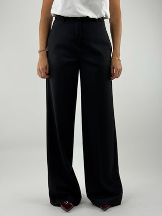 Pantalone vita alta a gamba dritta con elastico posteriore - 16467/3060