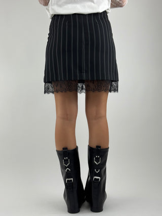 Minigonna gessata pizzo - 100215