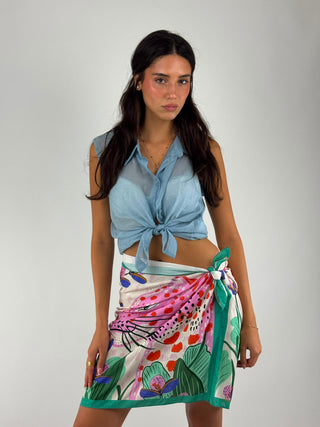Camicia smanicata con nodo in vita - CMA-Q509