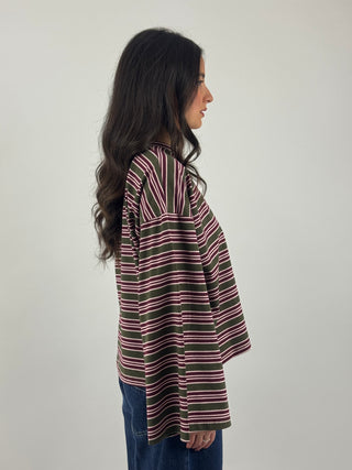 T-shirt over a righe manica a campana - UAC0188