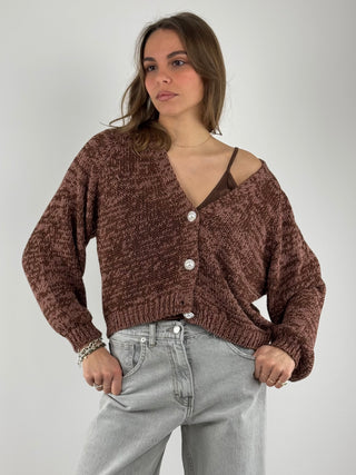 Cardigan lurex con bottoni gioiello JIT-Q008