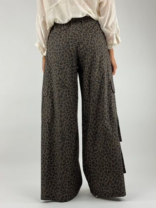 Pantalone animalier bottoni gioiello - 39403