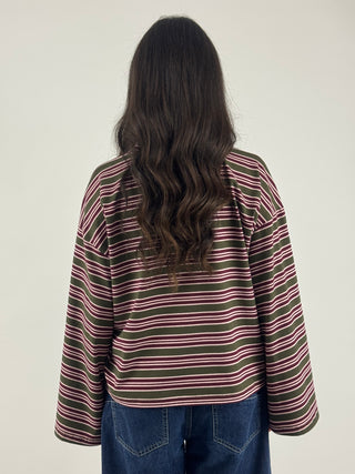 T-shirt over a righe manica a campana - UAC0188