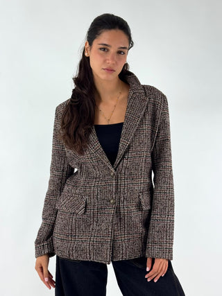 Blazer a quadri con ricamo - 40203G
