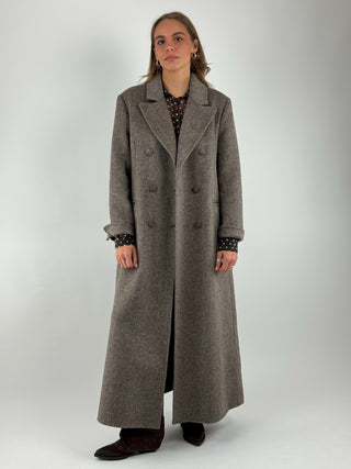 Cappotto over strutturato con spalline e cintura - KCT-P013