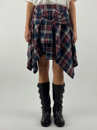 Minigonna check effetto camicia annodata - TAC1740