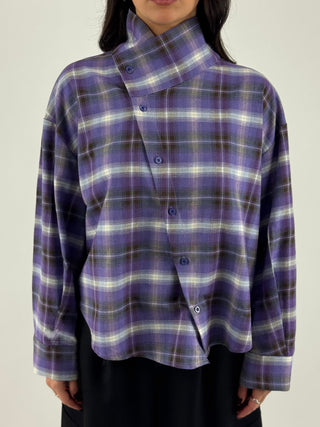Camicia oversize assimetrica a quadri - CVS-R050