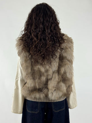 Gilet in Ecopelliccia Taupe - D03E0419
