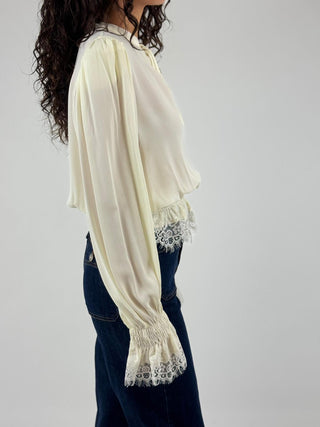 Camicia con inserti in pizzo - W26C371