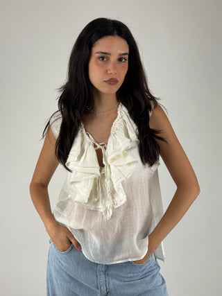 Blusa con rouches e laccetti - R02L0703