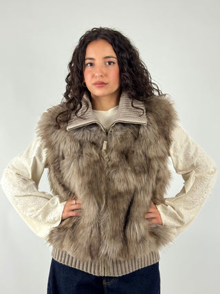 Gilet in Ecopelliccia Taupe - D03E0419