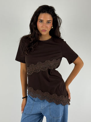 T-shirt  con pizzo - D02E0816