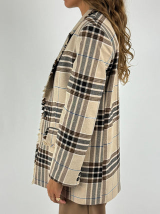 Giacca check con frangia - JGE-R045