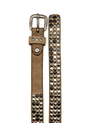 Cintura borchiata taupe, 3 file - ALBELT3-T