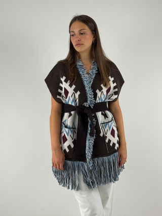 Gilet in fantasia con cintura - W5HMG27A400