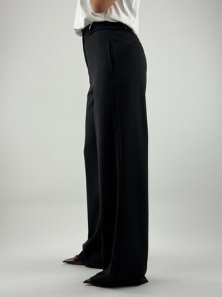 Pantalone vita alta a gamba dritta con elastico posteriore - 16467/3060