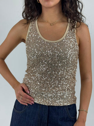 Canotta paillettes - C109W