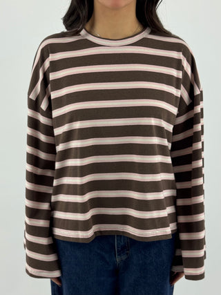 T-shirt over a righe manica a campana - UAC0182