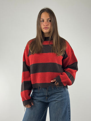 Maglione girocollo a righe - 55078F