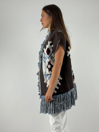 Gilet in fantasia con cintura - W5HMG27A400