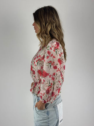 Blusa floreale elasticizzata - S26CD21