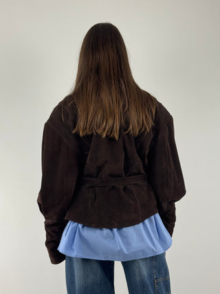 Giacca in vera pelle con cintura - TF1055