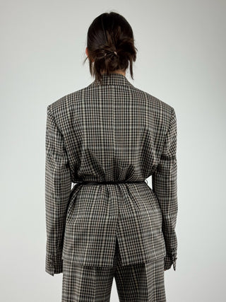 Giacca con cintura check - 38005/4609