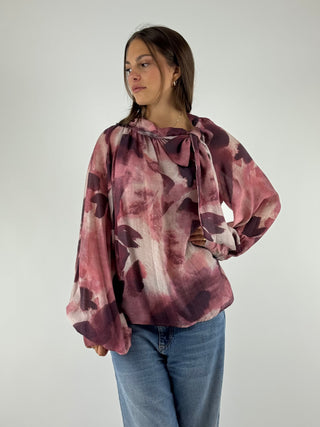 Camicia in fantasia con fiocco - TF0339