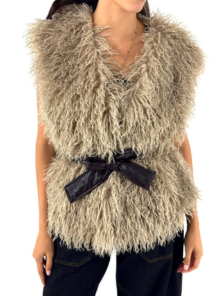 Gilet in eco-montone riccio - W26J526