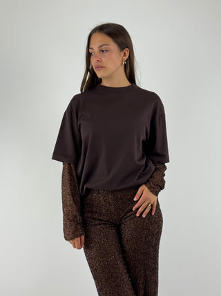 T-shirt con maniche paillettes - FW250004
