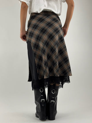 Gonna midi quadri con pizzo - GDCTKDS