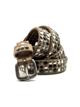 Cintura borchiata taupe, 3 file - ALBELT3-T