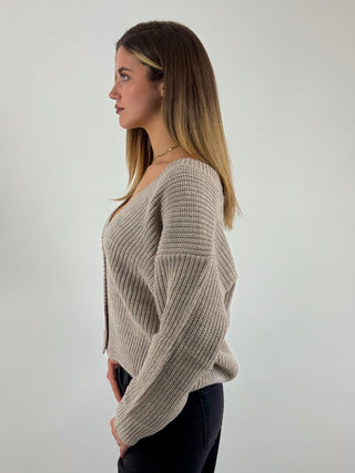 Cardigan crop in maglia a coste - PA1876