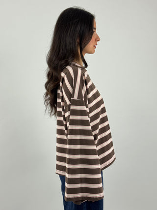 T-shirt over a righe manica a campana - UAC0182