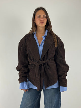 Giacca in vera pelle con cintura - TF1055